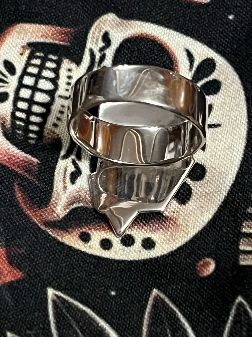 Silver Haunted House Ring with Orange Accents - Home Holiday